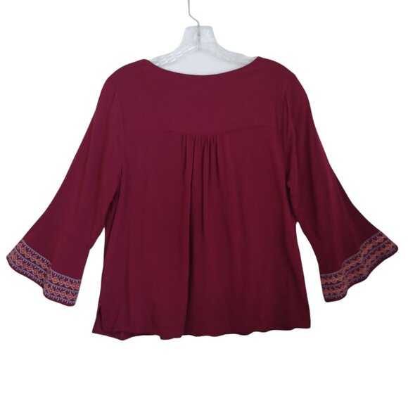 Savanna Jane Top Embroidered V Neck Boho Popover Long Sleeves Womens Medium - Picture 10 of 11